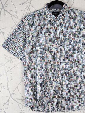 Rue Saint Patrick Colorful Glasses Print Cotton Short Sleeve Shirt
